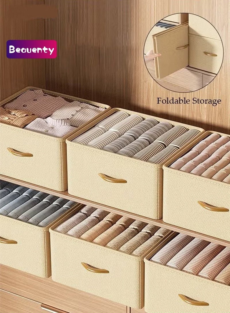 بيوينتي 3 قطع منظم ملابس للخزانة، خزانة تخزين قابلة للطي، صناديق تخزين للخزانة قابلة للغسل للملابس والجينز، بمقابض حمل، صندوق تخزين مكعبي للمنزل والغرفة والمكتب - Image 1